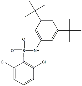 2,6-dichloro-N-(3,5-ditert-butylphenyl)benzenesulfonamide 化学構造式