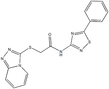 N-(5-phenyl-1,2,4-thiadiazol-3-yl)-2-([1,2,4]triazolo[4,3-a]pyridin-3-ylsulfanyl)acetamide 化学構造式