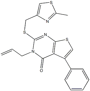 3-allyl-2-{[(2-methyl-1,3-thiazol-4-yl)methyl]sulfanyl}-5-phenylthieno[2,3-d]pyrimidin-4(3H)-one 化学構造式