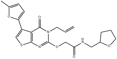 2-{[3-allyl-5-(5-methyl-2-furyl)-4-oxo-3,4-dihydrothieno[2,3-d]pyrimidin-2-yl]sulfanyl}-N-(tetrahydro-2-furanylmethyl)acetamide Structure