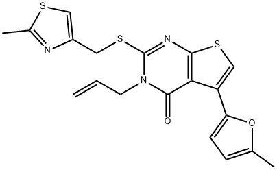 3-allyl-5-(5-methyl-2-furyl)-2-{[(2-methyl-1,3-thiazol-4-yl)methyl]sulfanyl}thieno[2,3-d]pyrimidin-4(3H)-one Structure