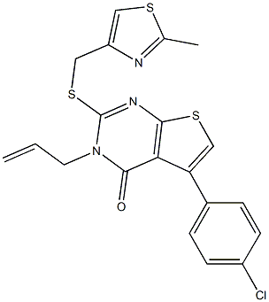 3-allyl-5-(4-chlorophenyl)-2-{[(2-methyl-1,3-thiazol-4-yl)methyl]sulfanyl}thieno[2,3-d]pyrimidin-4(3H)-one,667912-95-0,结构式