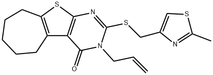 667913-02-2 3-allyl-2-{[(2-methyl-1,3-thiazol-4-yl)methyl]sulfanyl}-3,5,6,7,8,9-hexahydro-4H-cyclohepta[4,5]thieno[2,3-d]pyrimidin-4-one