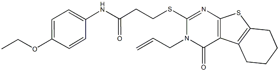 3-[(3-allyl-4-oxo-3,4,5,6,7,8-hexahydro[1]benzothieno[2,3-d]pyrimidin-2-yl)sulfanyl]-N-(4-ethoxyphenyl)propanamide 结构式