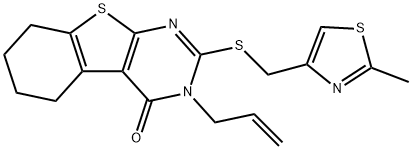 3-allyl-2-{[(2-methyl-1,3-thiazol-4-yl)methyl]sulfanyl}-5,6,7,8-tetrahydro[1]benzothieno[2,3-d]pyrimidin-4(3H)-one Structure