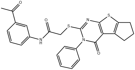 N-(3-acetylphenyl)-2-[(4-oxo-3-phenyl-3,5,6,7-tetrahydro-4H-cyclopenta[4,5]thieno[2,3-d]pyrimidin-2-yl)sulfanyl]acetamide Structure