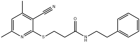 3-[(3-cyano-4,6-dimethyl-2-pyridinyl)sulfanyl]-N-(2-phenylethyl)propanamide Structure