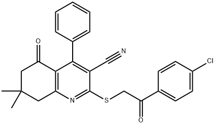 2-{[2-(4-chlorophenyl)-2-oxoethyl]sulfanyl}-7,7-dimethyl-5-oxo-4-phenyl-5,6,7,8-tetrahydro-3-quinolinecarbonitrile,667913-56-6,结构式