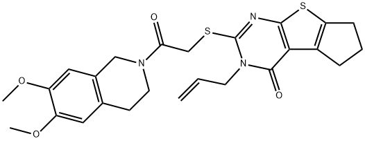 3-allyl-2-{[2-(6,7-dimethoxy-3,4-dihydro-2(1H)-isoquinolinyl)-2-oxoethyl]sulfanyl}-3,5,6,7-tetrahydro-4H-cyclopenta[4,5]thieno[2,3-d]pyrimidin-4-one Structure