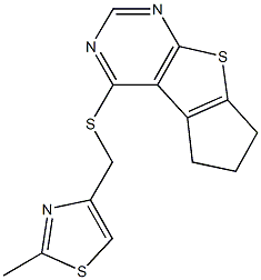 6,7-dihydro-5H-cyclopenta[4,5]thieno[2,3-d]pyrimidin-4-yl (2-methyl-1,3-thiazol-4-yl)methyl sulfide|