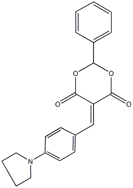 2-phenyl-5-[4-(1-pyrrolidinyl)benzylidene]-1,3-dioxane-4,6-dione Struktur