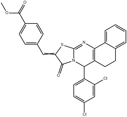 methyl 4-[(7-(2,4-dichlorophenyl)-9-oxo-5,7-dihydro-6H-benzo[h][1,3]thiazolo[2,3-b]quinazolin-10(9H)-ylidene)methyl]benzoate Structure