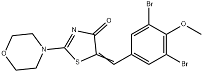 5-(3,5-dibromo-4-methoxybenzylidene)-2-(4-morpholinyl)-1,3-thiazol-4(5H)-one,667913-90-8,结构式