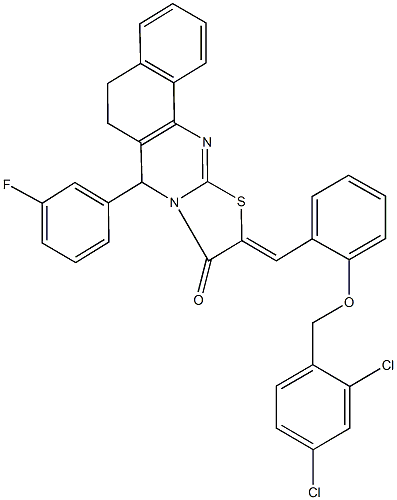 10-{2-[(2,4-dichlorobenzyl)oxy]benzylidene}-7-(3-fluorophenyl)-5,7-dihydro-6H-benzo[h][1,3]thiazolo[2,3-b]quinazolin-9(10H)-one Structure