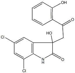 5,7-dichloro-3-hydroxy-3-[2-(2-hydroxyphenyl)-2-oxoethyl]-1,3-dihydro-2H-indol-2-one Structure