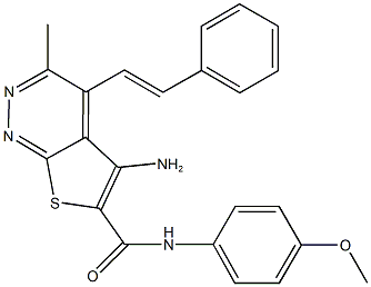 5-amino-N-(4-methoxyphenyl)-3-methyl-4-(2-phenylvinyl)thieno[2,3-c]pyridazine-6-carboxamide Structure