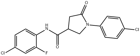 N-(4-chloro-2-fluorophenyl)-1-(4-chlorophenyl)-5-oxo-3-pyrrolidinecarboxamide Struktur