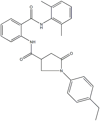 N-{2-[(2,6-dimethylanilino)carbonyl]phenyl}-1-(4-ethylphenyl)-5-oxo-3-pyrrolidinecarboxamide 结构式
