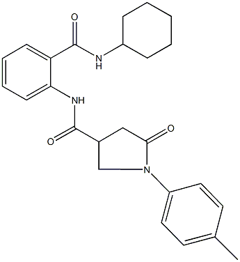 N-{2-[(cyclohexylamino)carbonyl]phenyl}-1-(4-methylphenyl)-5-oxo-3-pyrrolidinecarboxamide Structure