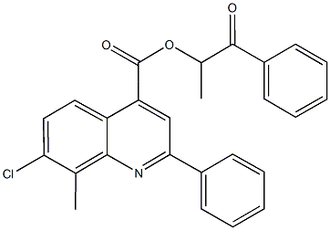 1-methyl-2-oxo-2-phenylethyl 7-chloro-8-methyl-2-phenyl-4-quinolinecarboxylate|