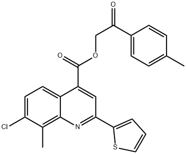 2-(4-methylphenyl)-2-oxoethyl 7-chloro-8-methyl-2-(2-thienyl)-4-quinolinecarboxylate Struktur