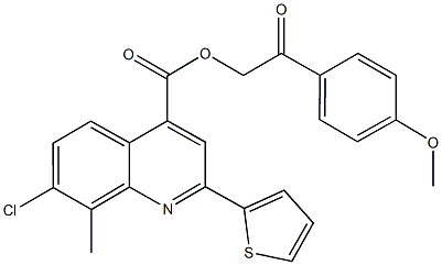 2-(4-methoxyphenyl)-2-oxoethyl 7-chloro-8-methyl-2-(2-thienyl)-4-quinolinecarboxylate Structure