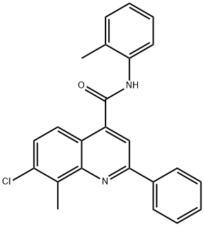 7-chloro-8-methyl-N-(2-methylphenyl)-2-phenyl-4-quinolinecarboxamide 结构式