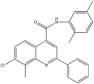 7-chloro-N-(2,5-dimethylphenyl)-8-methyl-2-phenyl-4-quinolinecarboxamide 化学構造式