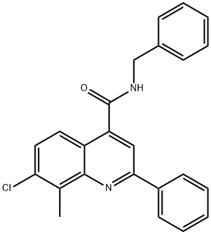 N-benzyl-7-chloro-8-methyl-2-phenyl-4-quinolinecarboxamide 化学構造式