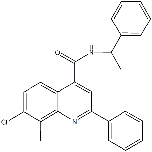 7-chloro-8-methyl-2-phenyl-N-(1-phenylethyl)-4-quinolinecarboxamide Struktur