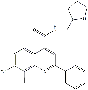 7-chloro-8-methyl-2-phenyl-N-(tetrahydro-2-furanylmethyl)-4-quinolinecarboxamide,669740-49-2,结构式