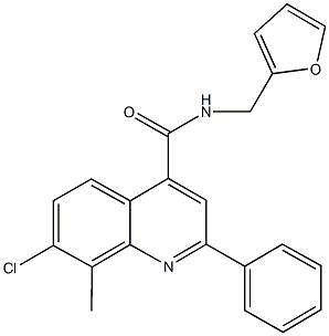 7-chloro-N-(2-furylmethyl)-8-methyl-2-phenyl-4-quinolinecarboxamide 结构式