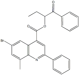 1-benzoylpropyl 6-bromo-8-methyl-2-phenyl-4-quinolinecarboxylate Struktur
