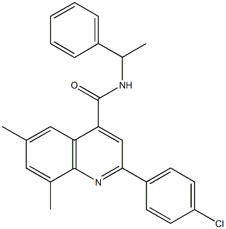 2-(4-chlorophenyl)-6,8-dimethyl-N-(1-phenylethyl)-4-quinolinecarboxamide 结构式