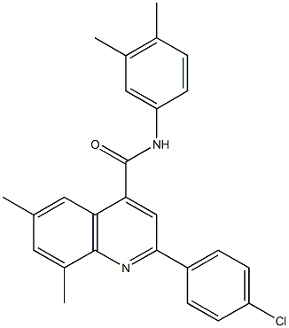 2-(4-chlorophenyl)-N-(3,4-dimethylphenyl)-6,8-dimethyl-4-quinolinecarboxamide 化学構造式