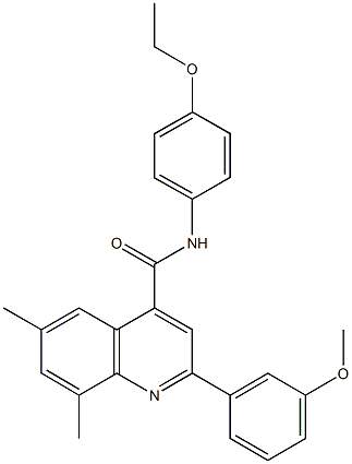 N-(4-ethoxyphenyl)-2-(3-methoxyphenyl)-6,8-dimethyl-4-quinolinecarboxamide 结构式