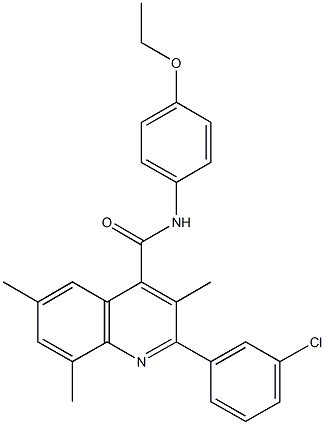 2-(3-chlorophenyl)-N-(4-ethoxyphenyl)-3,6,8-trimethyl-4-quinolinecarboxamide Structure