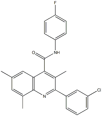 2-(3-chlorophenyl)-N-(4-fluorophenyl)-3,6,8-trimethyl-4-quinolinecarboxamide,669753-39-3,结构式