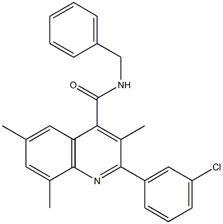 N-benzyl-2-(3-chlorophenyl)-3,6,8-trimethyl-4-quinolinecarboxamide Struktur