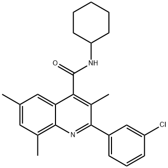 2-(3-chlorophenyl)-N-cyclohexyl-3,6,8-trimethyl-4-quinolinecarboxamide,669753-74-6,结构式
