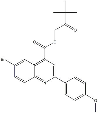 3,3-dimethyl-2-oxobutyl 6-bromo-2-(4-methoxyphenyl)-4-quinolinecarboxylate Struktur