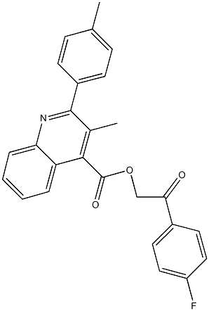 2-(4-fluorophenyl)-2-oxoethyl 3-methyl-2-(4-methylphenyl)-4-quinolinecarboxylate,669758-86-5,结构式