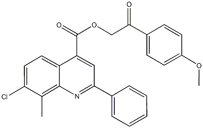 2-(4-methoxyphenyl)-2-oxoethyl 7-chloro-8-methyl-2-phenyl-4-quinolinecarboxylate 化学構造式