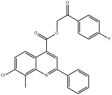 2-(4-fluorophenyl)-2-oxoethyl 7-chloro-8-methyl-2-phenyl-4-quinolinecarboxylate 结构式