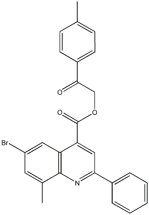 2-(4-methylphenyl)-2-oxoethyl 6-bromo-8-methyl-2-phenyl-4-quinolinecarboxylate 化学構造式