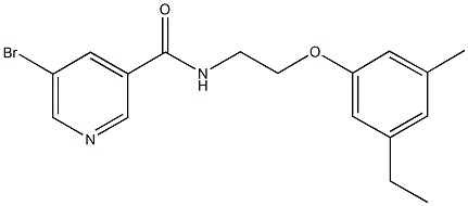 5-bromo-N-[2-(3-ethyl-5-methylphenoxy)ethyl]nicotinamide 化学構造式