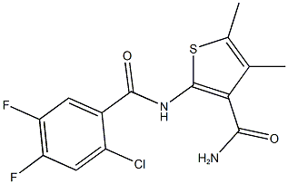 2-[(2-chloro-4,5-difluorobenzoyl)amino]-4,5-dimethyl-3-thiophenecarboxamide Struktur