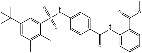 methyl 2-[(4-{[(5-tert-butyl-2,3-dimethylphenyl)sulfonyl]amino}benzoyl)amino]benzoate 化学構造式