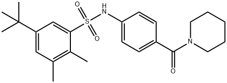 5-tert-butyl-2,3-dimethyl-N-[4-(1-piperidinylcarbonyl)phenyl]benzenesulfonamide Struktur