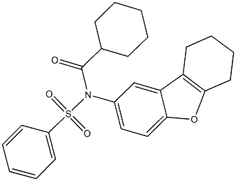 N-(cyclohexylcarbonyl)-N-(6,7,8,9-tetrahydrodibenzo[b,d]furan-2-yl)benzenesulfonamide 化学構造式